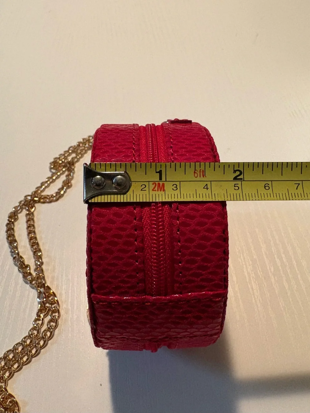 Giorgio Armani Red Round Cosmetic Case with Crossbody Chain NWOT